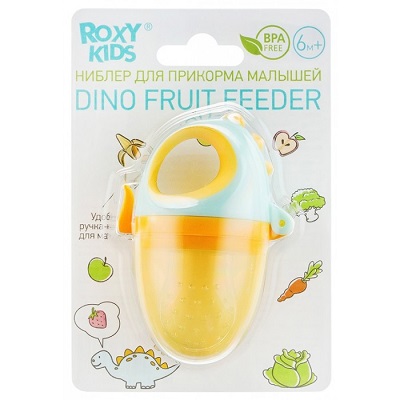 Ниблер д/прикорма 6+ Dino Fruit Feeder Roxy-Kids мятный + желтый