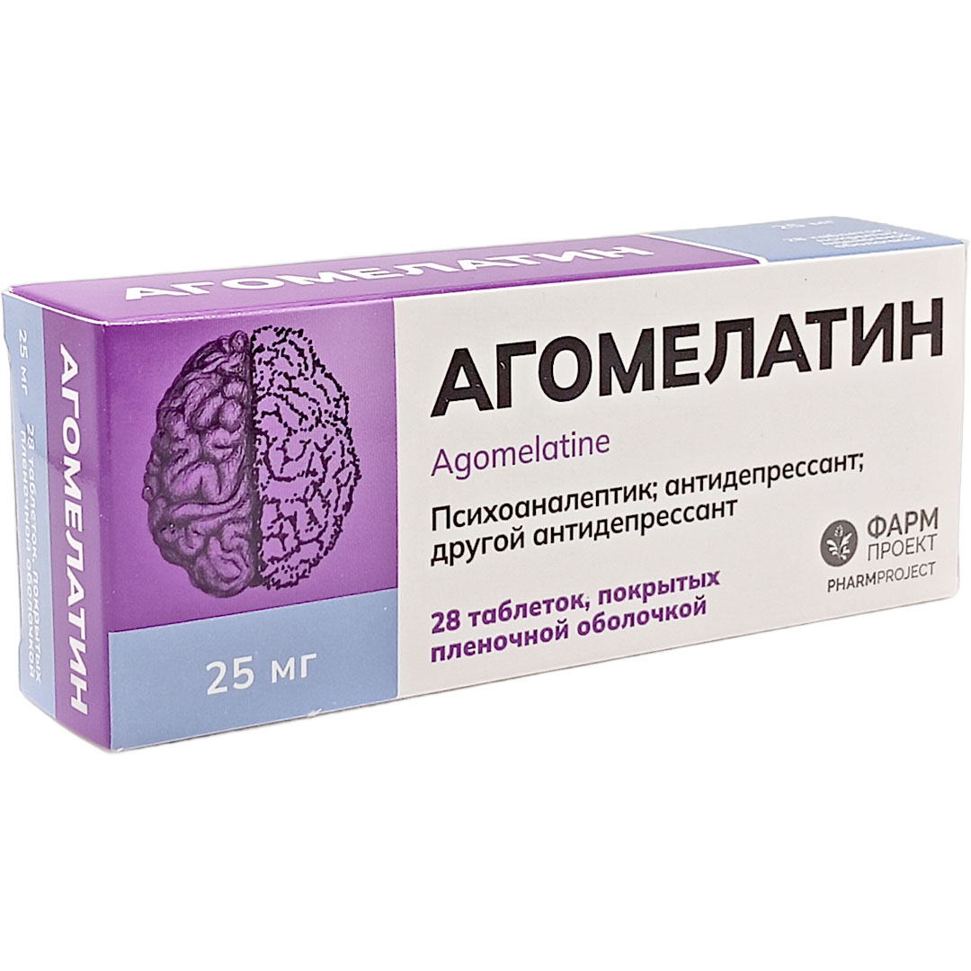 Агомелатин таб. 25мг №28 антидепрессант Рх (Фармпроект)