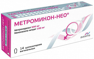 Метромикон-Нео (Метронидазол+Миконазол) от вагинальных инфекций супп.ваг. 500мг+100мг №14Рх