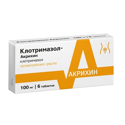 Клотримазол-Акрихин ваг. таб. 100мг №6 от молочницы