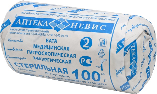 Вата  Аптека НЕВИС мед.стерильная 100 гр