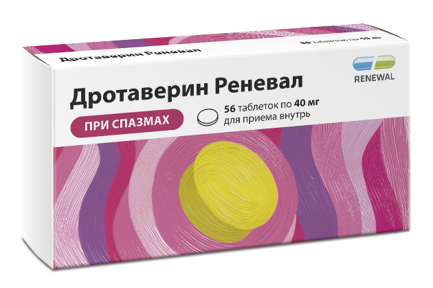 Дротаверин таб. 40мг №56 спазмолитик Renewal
