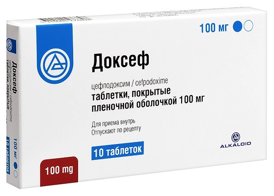 Доксеф таб. 100мг №10 (Цефподоксим) антибиотик Рх