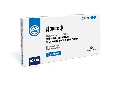 Доксеф таб. 200мг №10 (Цефподоксим) антибиотик Рх