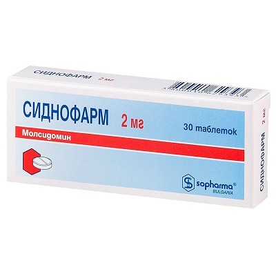 Сиднофарм таб. 2мг №30 (Молсидомин) при ишемич.болезни(стенокардии) Рх