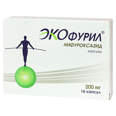Экофурил 200мг капс №16 (Нифуроксазид) кишечные антисептики+пребиотик