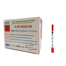 Шприц инсулиновый U-40 1мл 3-х комп с иглой 0,33х12,7мм 29G №100