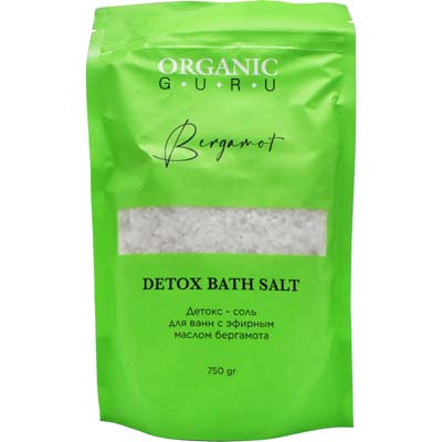 Соль CLASSIC д/ванн детокс с эфирным маслом бергамота 750г Organic GURU