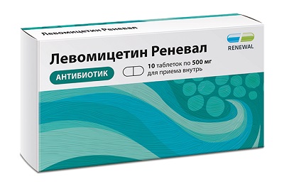 Левомицетин Реневал таб. 500мг №10 антибиотик Рх Renewal