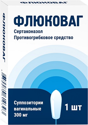 Флюковаг свечи 300мг №1 (Сертаконазол) при молочнице