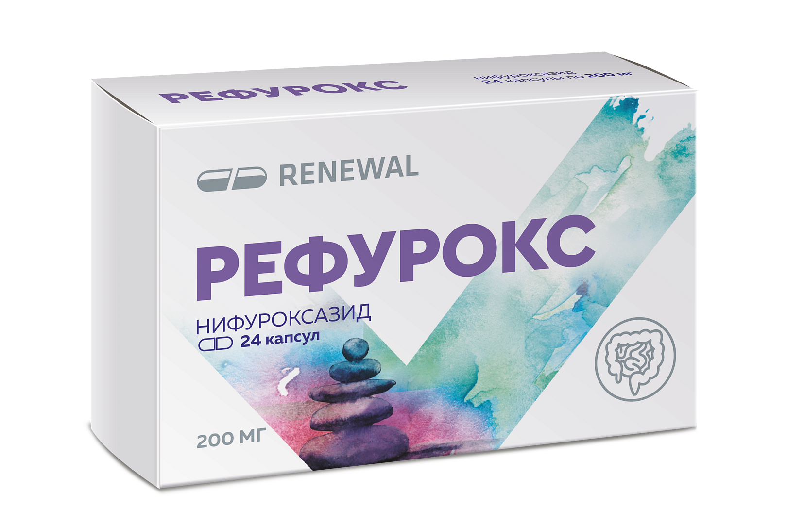 Рефурокс капс. 200мг №24 (Нифуроксазид) кишечные антисептики Renewal