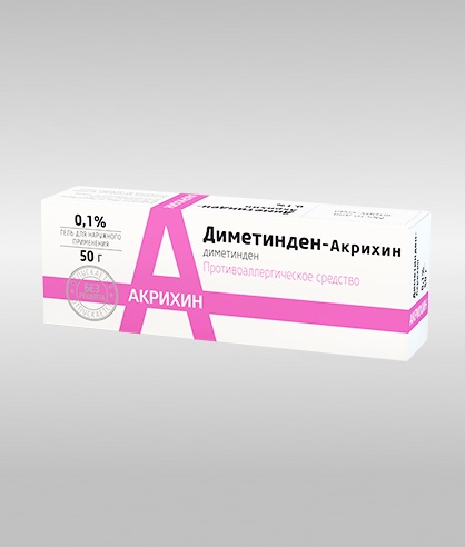 Диметинден-Акрихин гель 0,1% 50г снятие зуда, раздражения