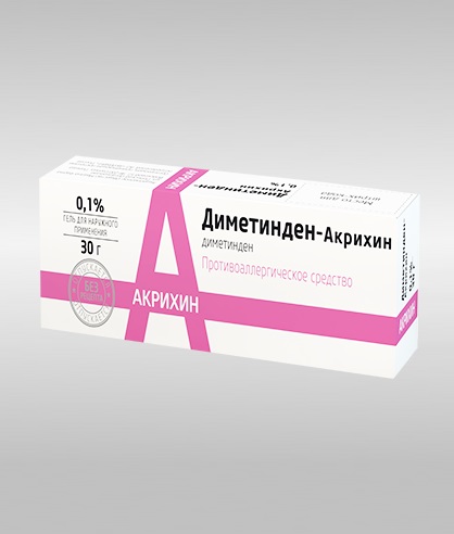 Диметинден-Акрихин гель 0,1% 30г снятие зуда, раздражения