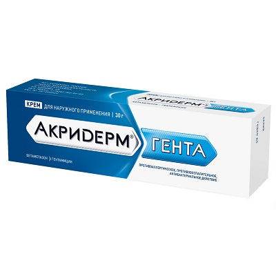 Акридерм ГЕНТА крем 30г (дерматозы+вторич.инфекция)