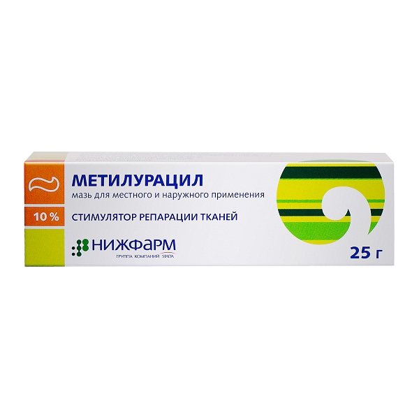 Метилурацил мазь 10% 25г при воспалении кожи (Нижфарм)