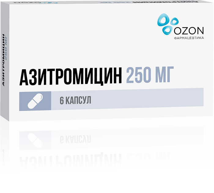 Азитромицин капс. 250мг №6 антибиотик Рх (Озон)