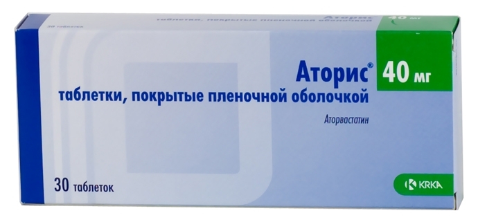 Аторис таб. 40мг №30 (Аторвастатин) при атеросклерозе Рх