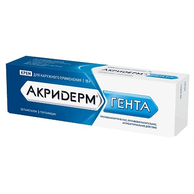 Акридерм ГЕНТА крем 15г (дерматозы+вторич.инфекция)