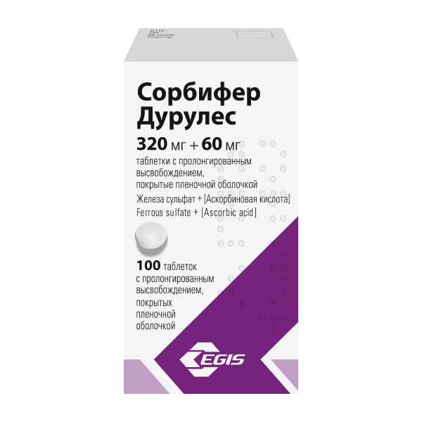 Сорбифер Дурулес таб. №100 при анемии Рх