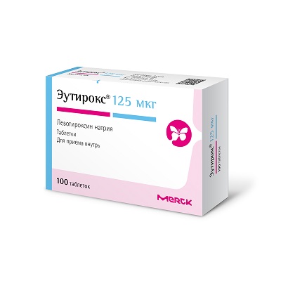 Эутирокс таб. 125мкг №100 (Левотироксин) при гипотиреозе Рх