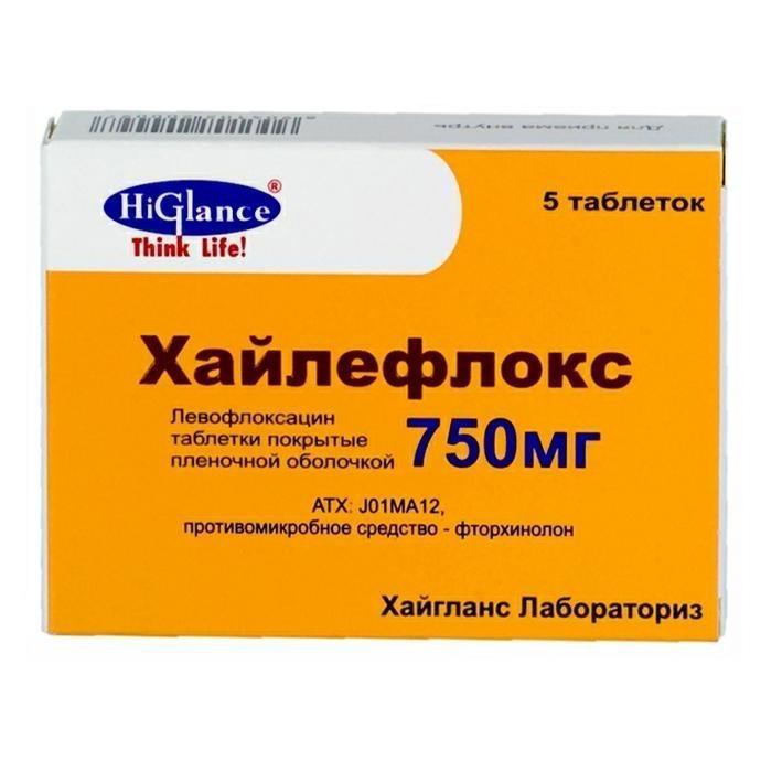 Левофлоксацин-Хайлефлокс таб. 750мг №5 антибиотик Рх